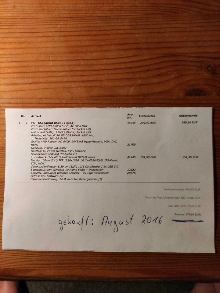 Komplettpaket-PC von CSL-Sprint X5066(Quad)+Monitor+Subwoofer+Zubehör - Bild 3 von 4
