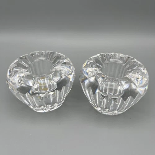 Waterford Crystal Vintage  Tapered Glass Candle Holders Set of 2 Small Round
