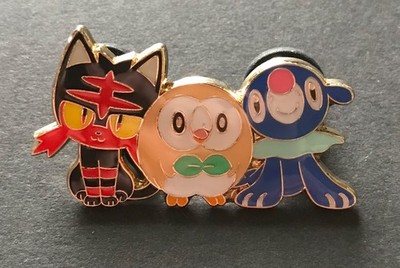 Alolan Starters Popplio Litten Rowlett Pokemon Pin Badge Metal Shiny 2016 RARE