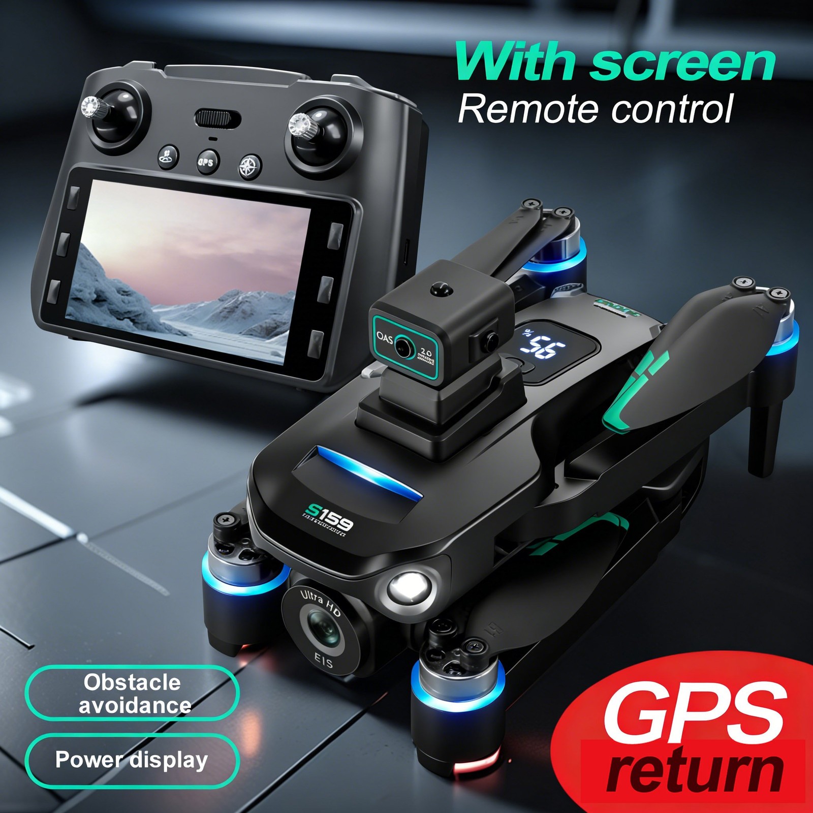 8K GPS Drone w/ Touchscreen Controller, 5G FPV, Dual Battery, Auto Return