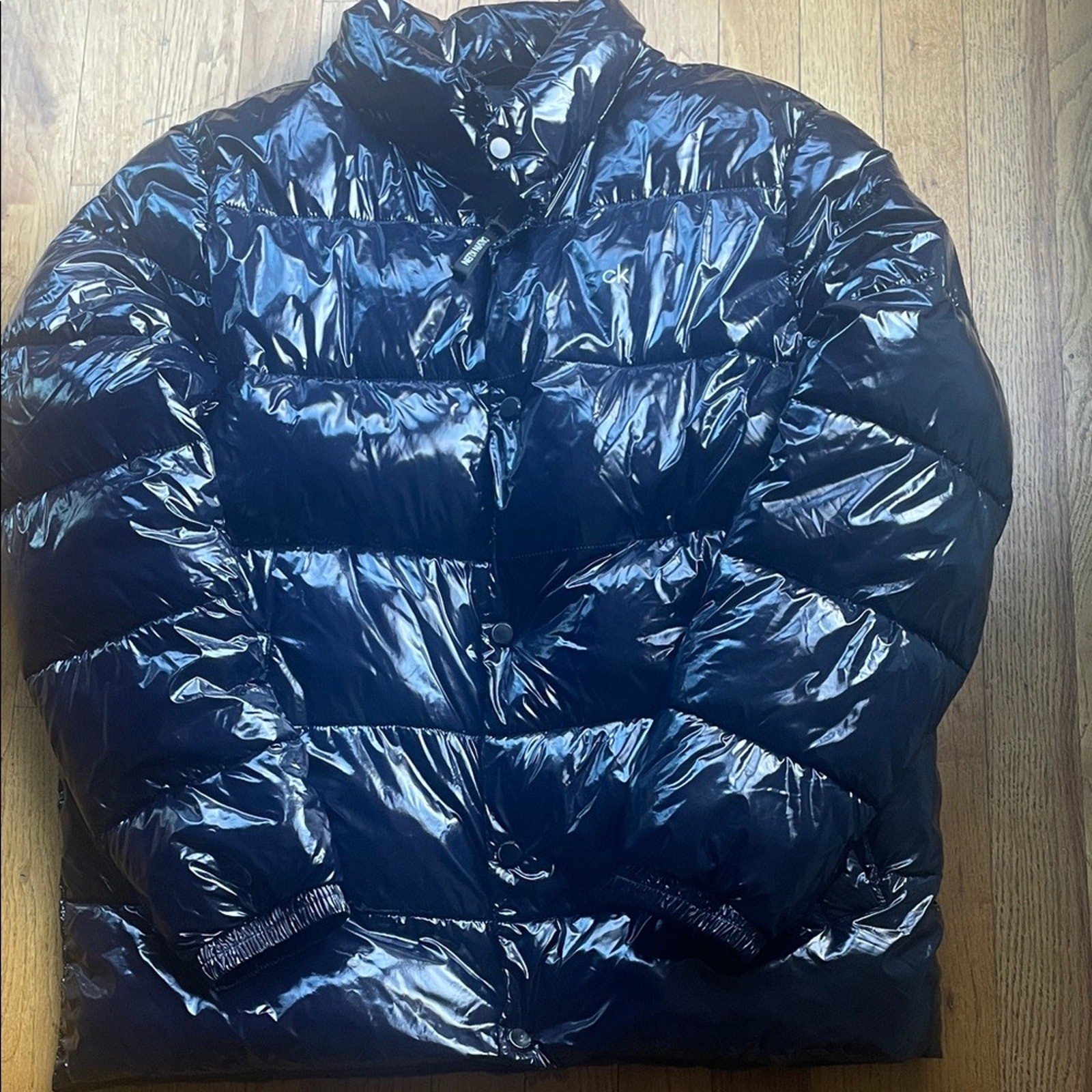 Calvin Klein Men's Glossy Navy Puffer Jacket medium thumbnail 3