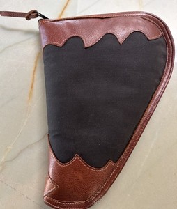 VINTAGE ORVIS LEATHER CANVAS SHERPA LINED HAND GUN PISTOL CASE 12” USA