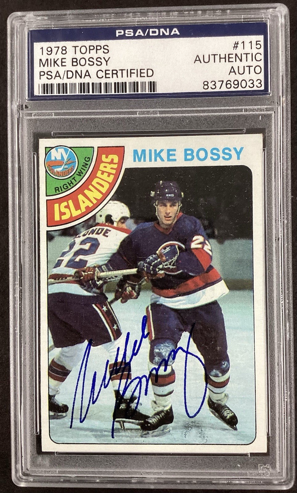 Mike Bossy Signed 1978 Topps #115 Hockey Rookie Card Islanders HOF Auto PSA/DNA