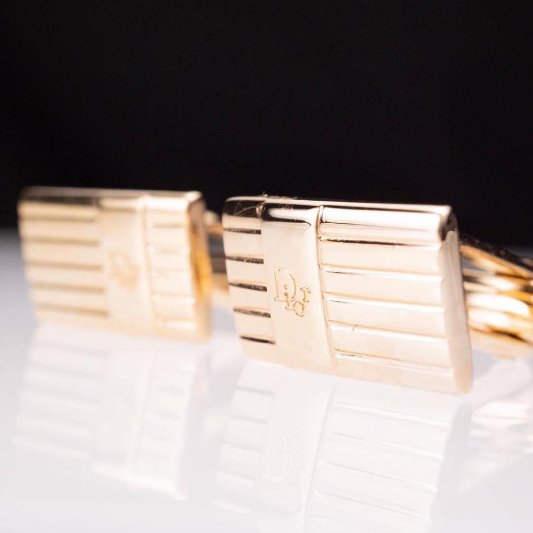 Old Dior Cufflinks No case Rectangular Shape Gold… - image 5