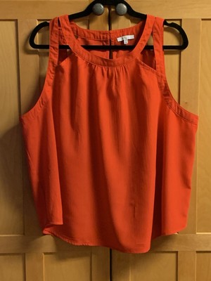 Iris Shirt 3XL Reddish/Orange Sleeveless, Pleats and Cut Outs
