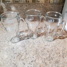 Lot of 3 Vintage Coca Cola Libbey Glasses w/ Handles 6.5" EUC