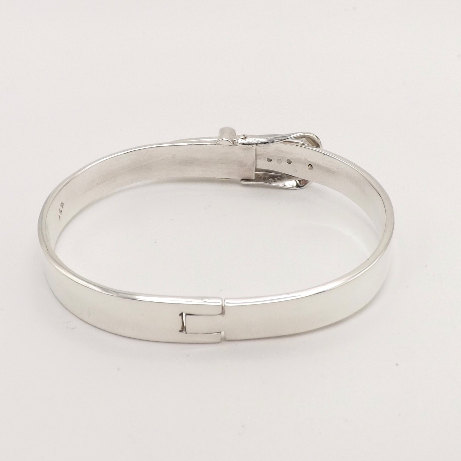 Solid Sterling Silver Belt Buckle Hinged Bangle B… - image 4