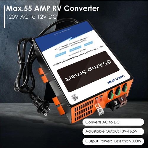WAVLINK 55 Amp RV Power Converter 120V AC to 12V DC Battery Charger GS800C-RV-55 - Picture 3 of 7