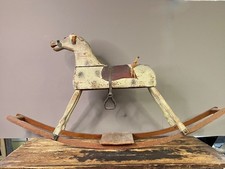 Antique American Late 19th. Century Wooden Rocking Horse Original Paint