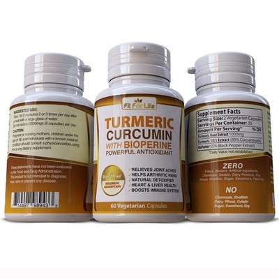 Pure Turmeric Curcumin w/ BioPerine 95% Curcuminoids 1000mg Supplement 60 Caps