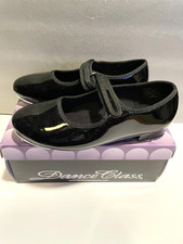 Dance Class Girls Black Patent Tap Shoes Mary Jane sz 12.5  NEW Beginner