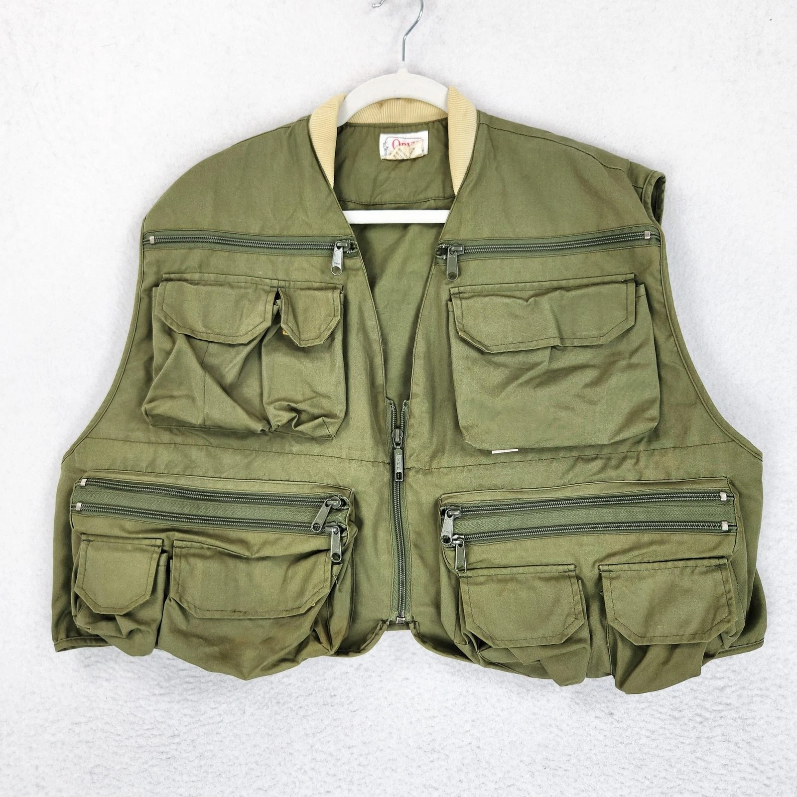 Vintage Orvis Vest Mens XL Green Fly Fishing Utility Pockets Hong Kong Outdoor