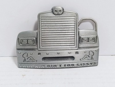 VTG 2004 GREAT AMERICAN PRODUCTS TRUCKIN AIN T FOR SISSYS METAL 4  BELT BUCKLE