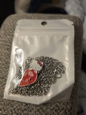   Sanrio Hello Kitty Best Friend Silver Necklaces- Pink Heart   Kawaii