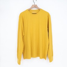 American Giant Premium Slub T-Shirt Mens L Yellow Cotton Long Sleeve Crew Neck