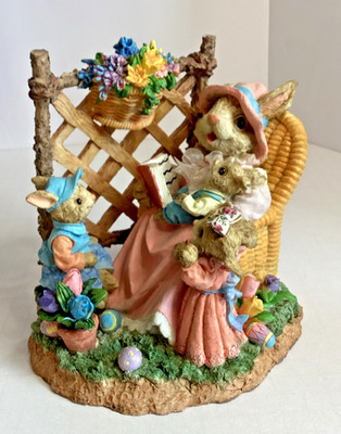 Cute Easter Bunny Rabbit  Family Figurine Resin 6 Inch