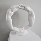 Vintage 14.5" Haeger  Eternity Circle of Love Gloss White Figure Statue MCM
