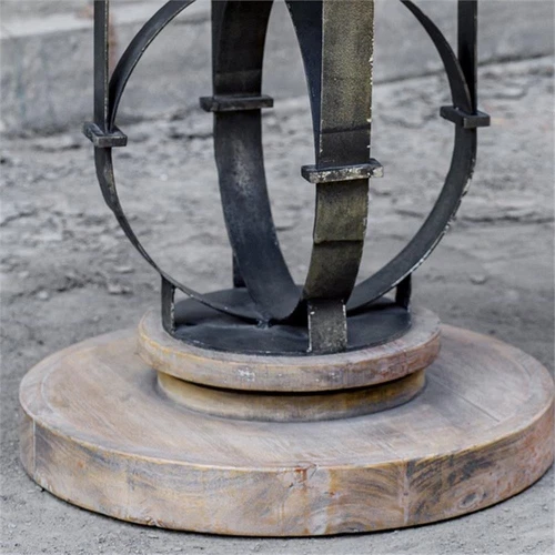 Uttermost Sydney 24" Round Metal Wood Stone Top Accent Table in Light Oak - Picture 4 of 6