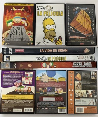 LOTE DE 3 PELÍCULAS DVD EN ESPAÑOL LA VIDA DE BRIAN + LOS SIMPSON + SOUTH PARK