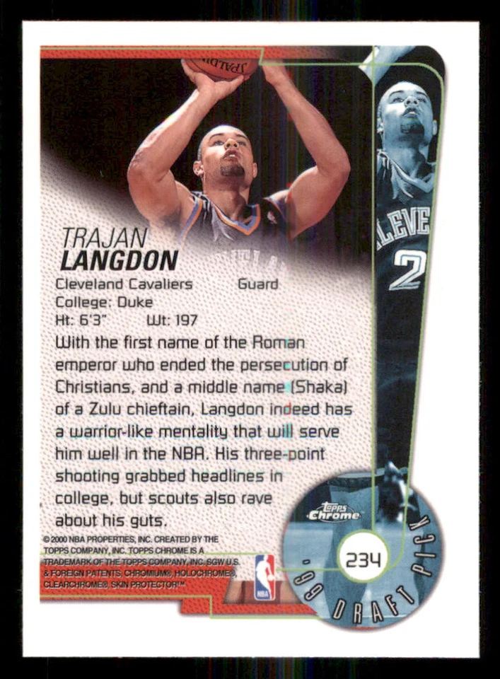 1999-00 Topps Chrome #234 Trajan Langdon RC - Image 2 of 2