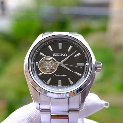 Seiko Presage Automatic Dress Watch Open Heart Black Dial Stainless Steel