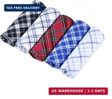 5 Pack Soft Cotton Handkerchiefs for Men - Assorted Plaid Striped Patterns, Hi