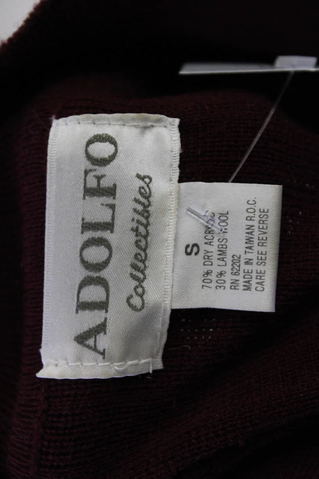 Suéter Adolfo Mujer Mangas Largas Cuello Redondo Vino Rojo Mezcla Lana Talla Pequeña Foto 4 de 4