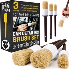 Car Detailing Brush Set, Soft Boar Hair, Water-Resistant