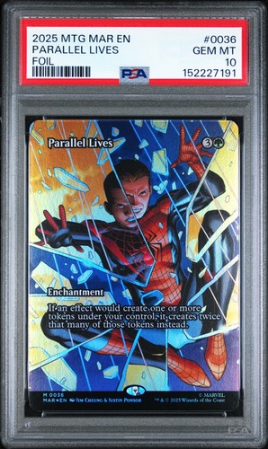 2025 Marvel Magic The Gathering Parallel Lives Foil Spiderman 0036 PSA 10 GEM MT