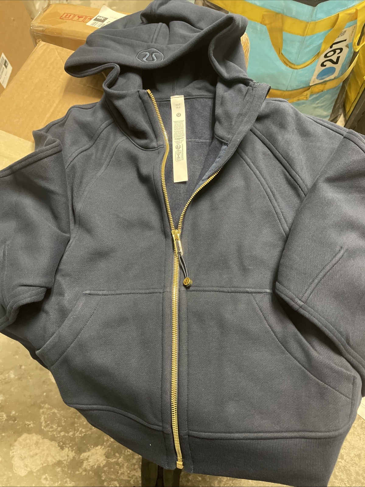 Sudadera con capucha para mujer Lw3htls Trnvgold Xs Scube de gran tamaño con cremallera completa