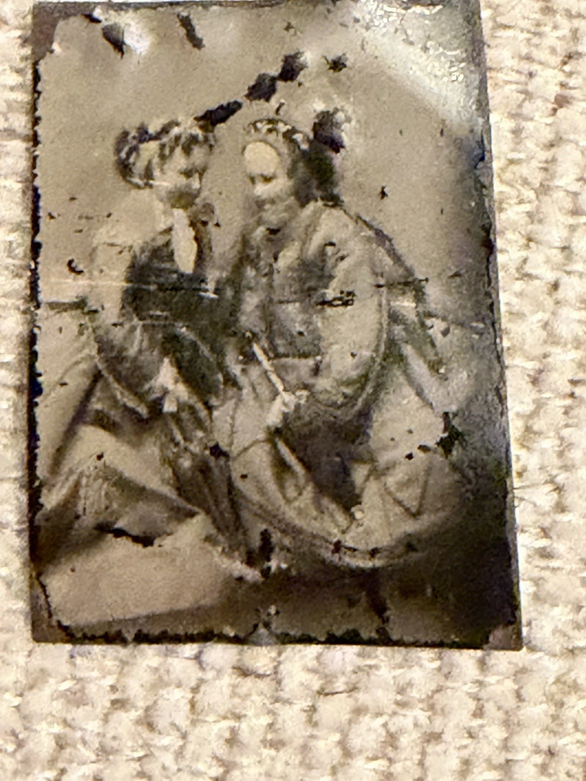 Rare Gem Tintype French Fashion Dolls Antique Miniature Photograph c.1860s