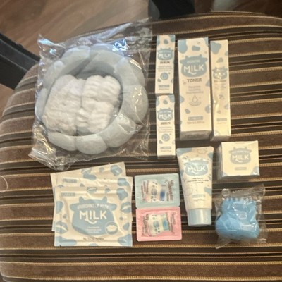 LAKOU Milk Skin Care Set Cleanser Toner Serum Eye Cream Lip Mask