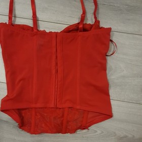 Vintage Ann Summers Red Lace Entice Boned Multi Way Corset Top Size 34C