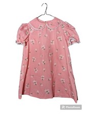 Vtg 70s Handmade Girls Peach Dress Prairie Style