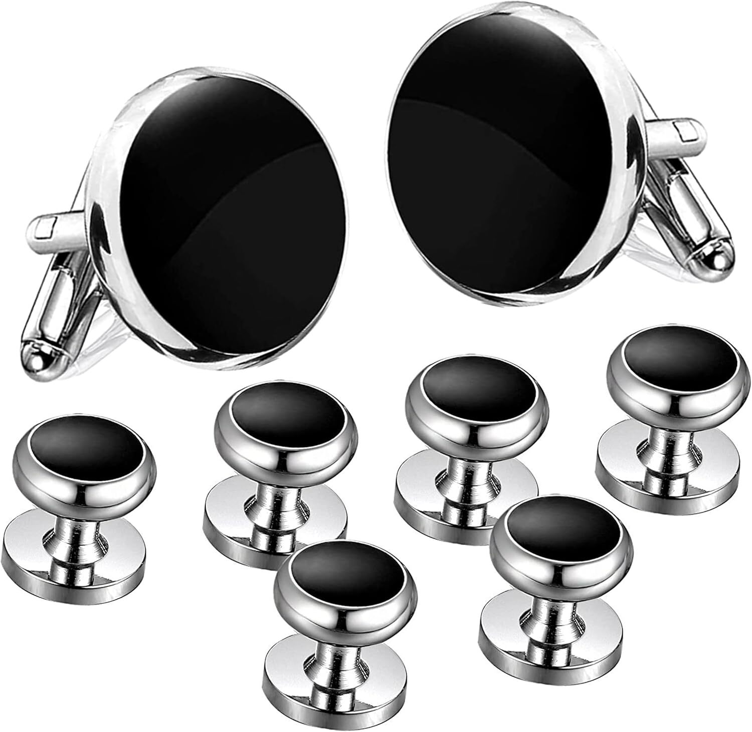 Cufflinks for Men 2+6 pcs Classic Cuff Links Set for Tuxedo Shirts Business Wedd