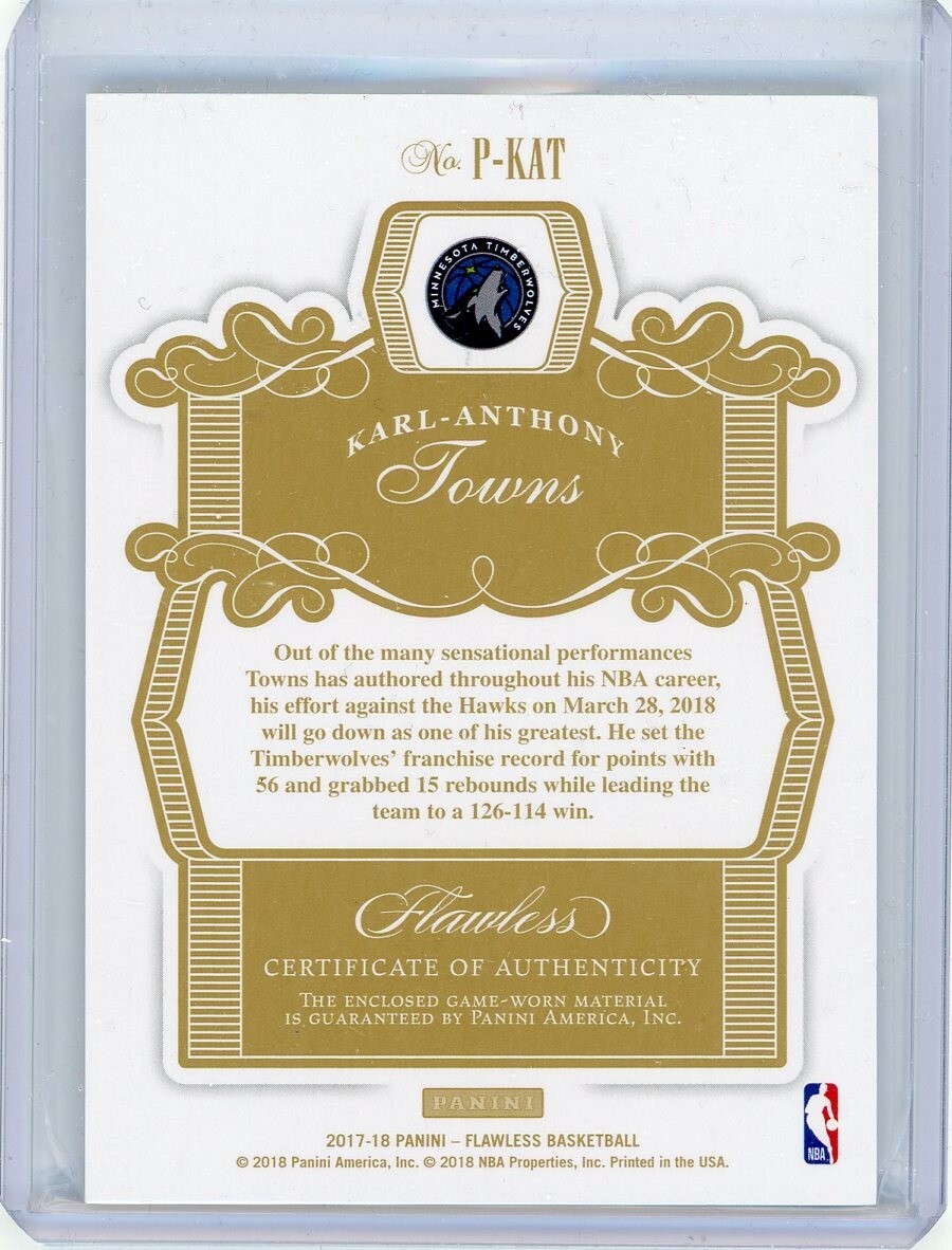 2017-18 Panini Flawless - Patches Karl-Anthony Towns #P-KAT