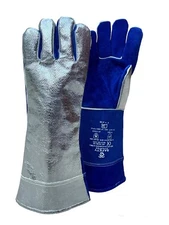 Heat Resistant leather 18'' ALUMINIZED GLOVES with Extinguishing  Frie