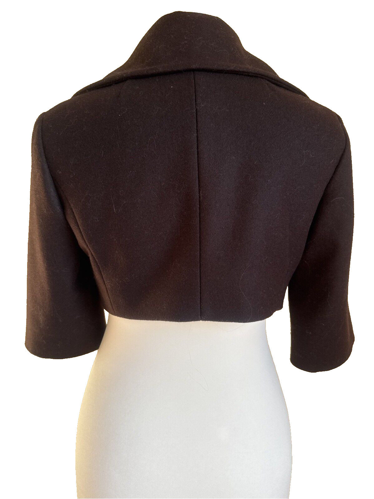 Benetton WOOL FELT Bolero Jacket CROPPED JACKET Coat 3/4 sleeves 12 UK image 4
