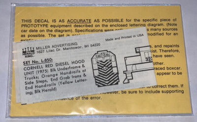 HERALD KING HO DECAL-LEHIGH VALLEY/LV HOOD UNIT-CORNELL RED/TALL YEL LETT #L-850