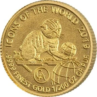 2019 Rwanda 1/200 Oz Fine Gold .9999 BU Coin Cat WWF Fauna Wildlife 10 Francs
