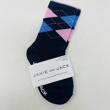 Janie and Jack Baby Boys 6-12 Months Diamond Argyle Print Ankle Crew Socks Blue