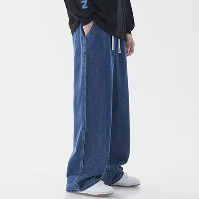 Herren Hose Trousers Jeans Locker Einfarbig Straight Streetwear Vintage