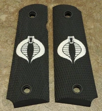 1911 Grips - COBRA JOE - BLACK/WHITE - .45, AMBI CUT, FULL SIZE, CUSTOM