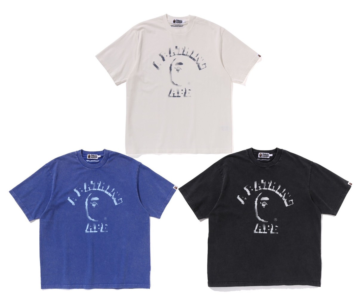 A BATHING APE Men's GARMENT DYE SPRAY PRINT COLLEGE RELAXED