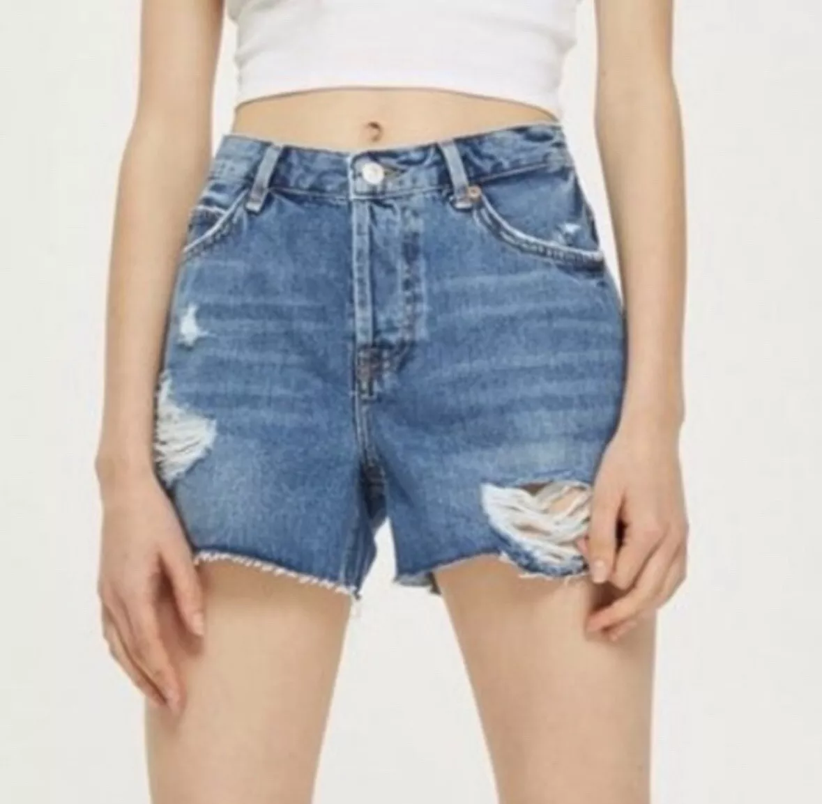 Topshop Moto Ashley Distressed Denim Jean Shorts US Size 4