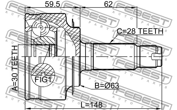 0310-BE FEBEST Joint Kit, drive shaft for HONDA