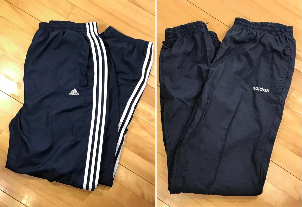 Set of 2: Vintage 90s ADIDAS Track Pants Streetwear 3-Stripe sz Med Blue  VTG