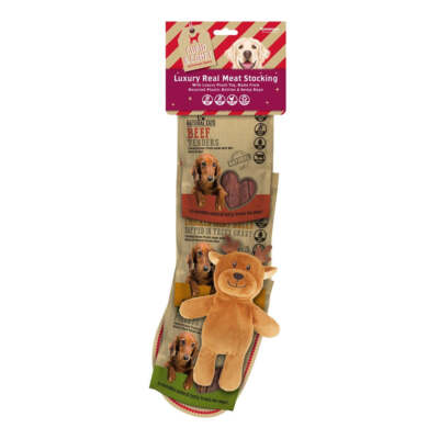 Rosewood - Luxury Natural Eats Dog Stocking with Rope Reindeer Toy