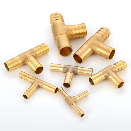 Brass T 3 way Hose Joiner Barbed Connector Air Fuel Water Pipe Gas Tubing 4-19mm - Picture 5 of 30