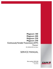 Case Ih Magnum 180, 200, 220, 240 Cvt Tractor Service Manual - Zerh02500 & Up